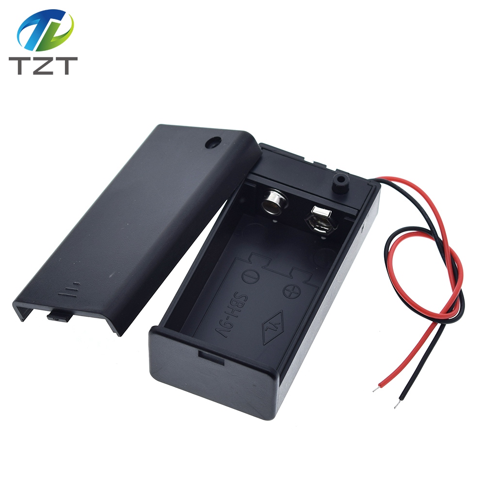 TZT 9 Volt Battery Holder Box PP3 9V Battery Case Clip With ON/OFF Switch Wire Lead Cover For 6F22 DIY Small Hobby Projects