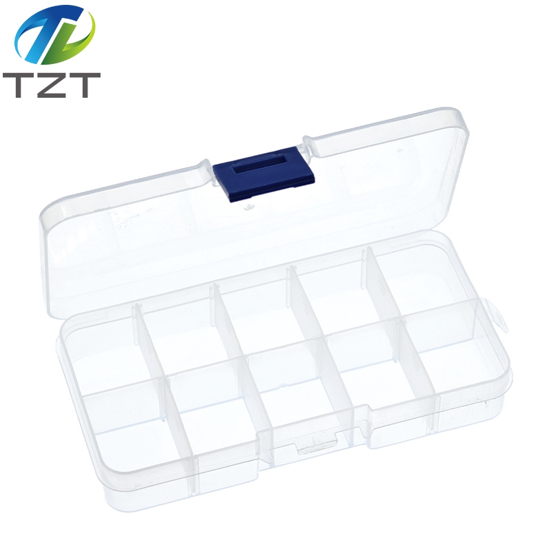 TZT 10 Grid canbe remove transparent plastic small box storage box jewelry jewelry box electronic components parts finishing box