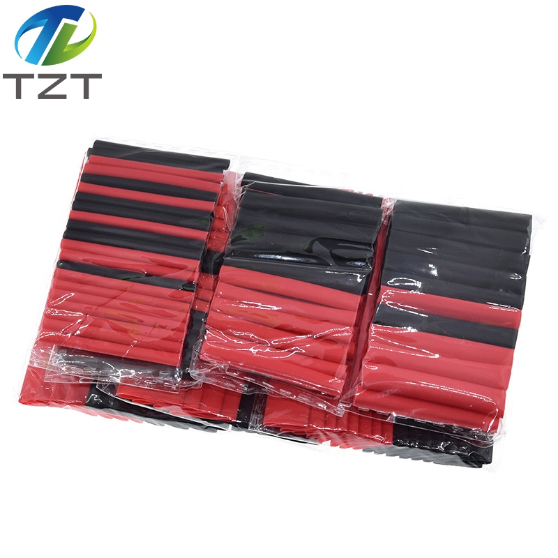 TZT 1set=150PCS 7.28m Black And Red 2:1 Assortment Heat Shrink Tubing Tube Car Cable Sleeving Wrap Wire Kit