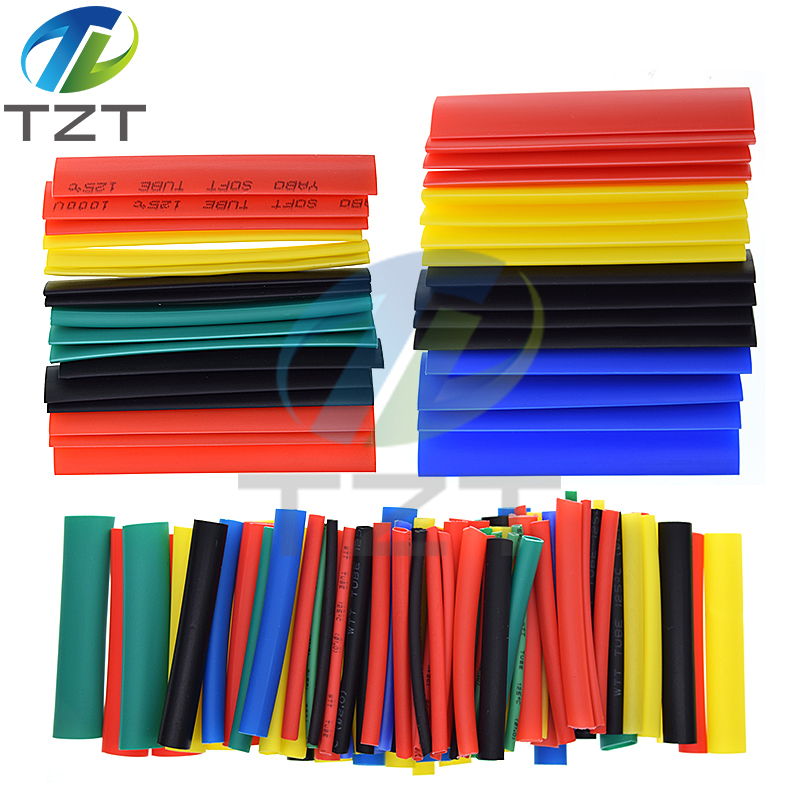 TZT 328Pcs Sleeving Wrap Wire Car Electrical Cable Kits Heat Shrink Tube Tubing Polyolefin 8 Sizes Mixed Color