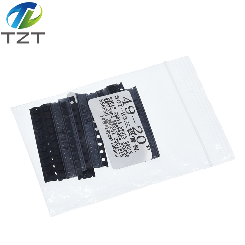 TZT SOT-23 SMD transistor KIT S9013 S9014 S9015 S9018 MMBT3904 MMBT3906 SS8050 SS8550 2N5551 2SC1815 Total 10kinds X10pcs=100pcs