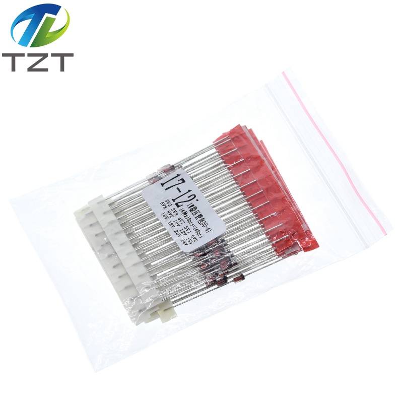 TZT 140PCS 14values*10pcs=140pcs 1W Zener diode kit DO-41 3.3V-30V component diy kit