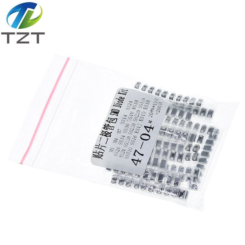 TZT 200pcs/lot SMD diode Assorted Kit 20value*10PCS contains SS110 SS220 SS210 SS310 SS510 SS16 SS26 SS34 SS36 ES1J ES1D ES1M