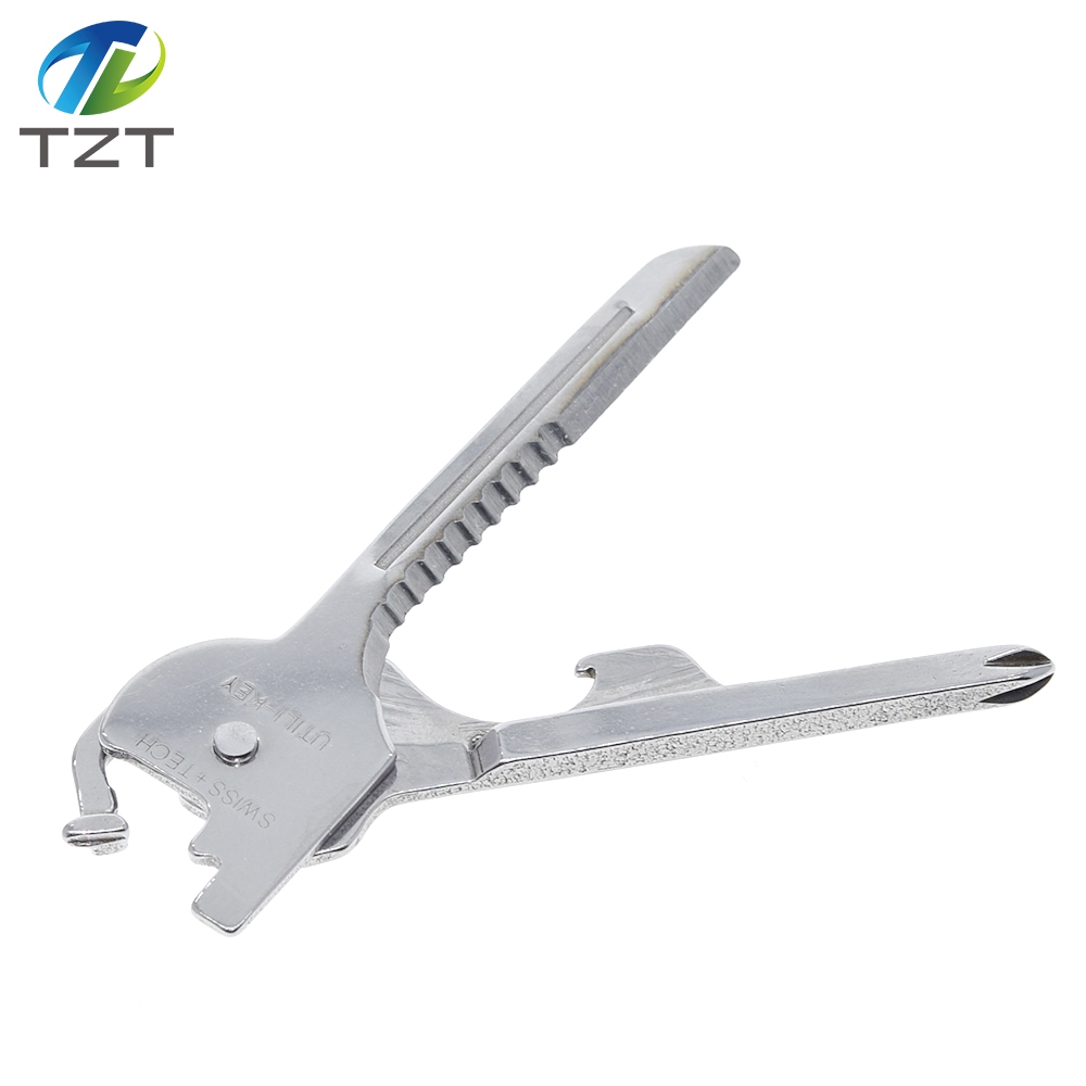 TZT 6 in 1 Useful Multifunction Knife Practical Utili Key Outdoor Screwdriver Bottle Opener Keychain Camping Hiking Tools