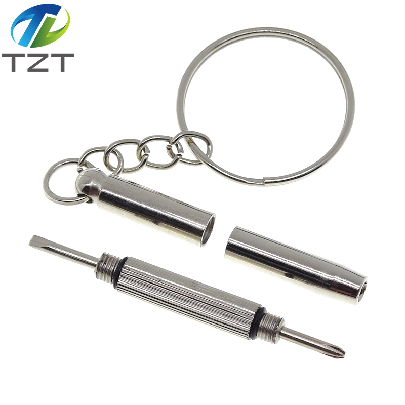 TZT 3 In 1 Screwdriver Eyeglass Sunglass Watch Repair Screwdriver Set Keychain Stainless Steel Mini Screwdriver Hand Tools