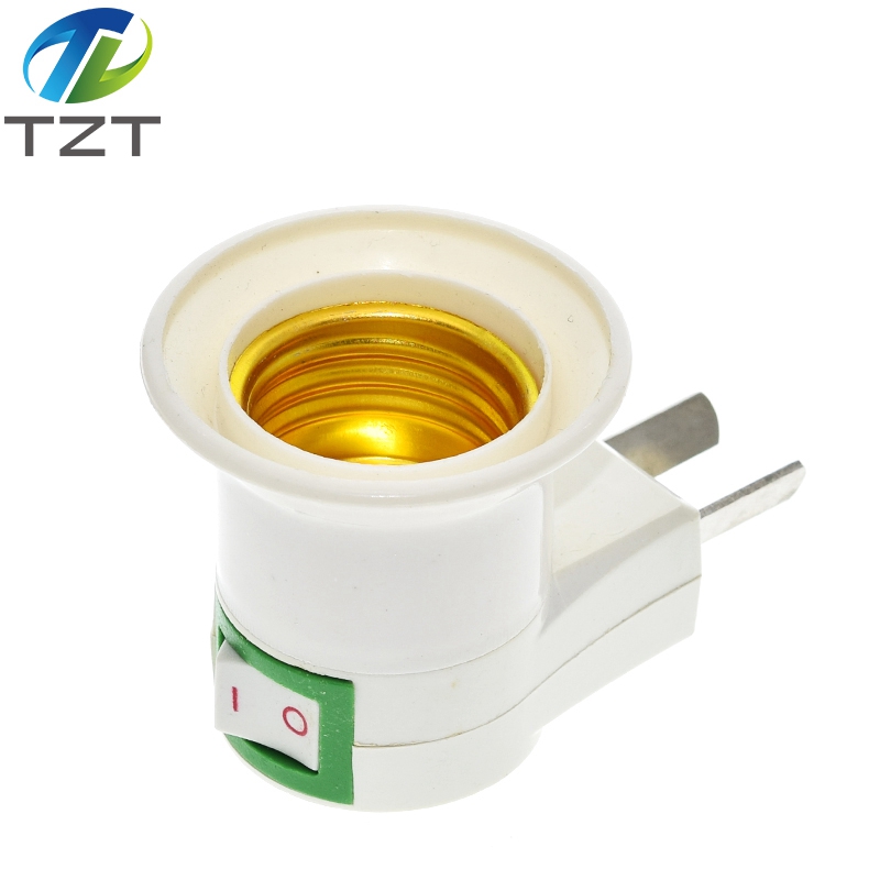 TZT 1PCS Hot Sell Practical White E27 LED Light Socket To US Plug Holder Adapter Converter ON/OFF For Bulb Lamp