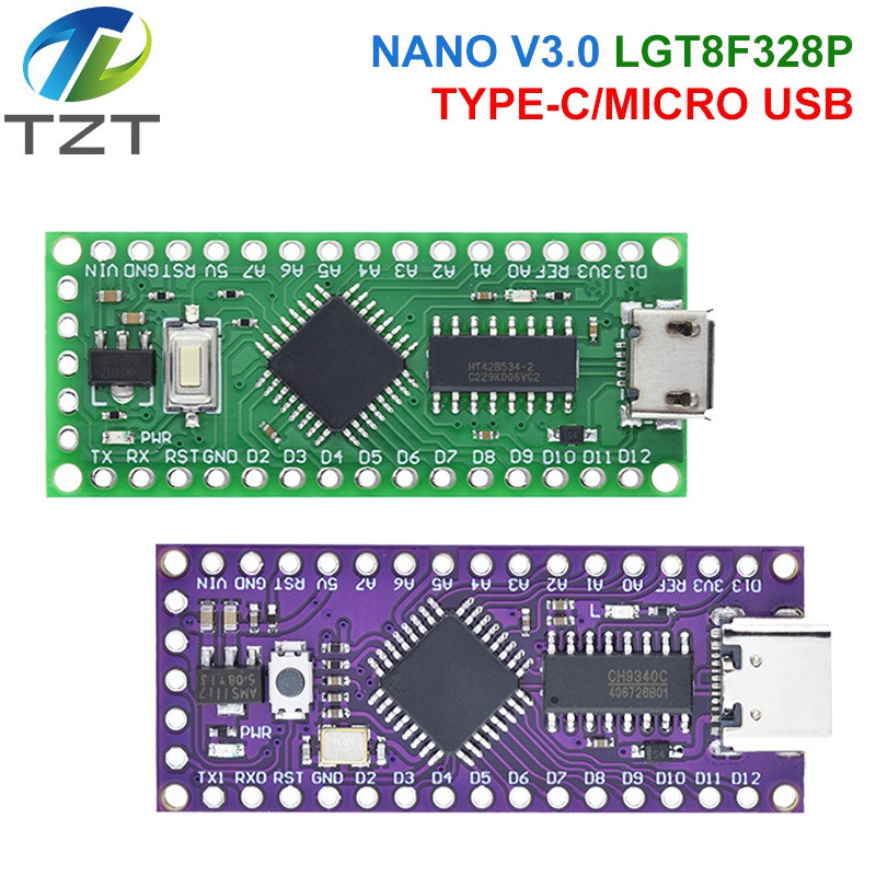 TZT LGT8F328P-LQFP32 MiniEVB TYPE-C MICRO USB Compatible With ATMEGA328 Nano V3.0 LGT8F328P CH9340C / HT42B534-1 For Arduino