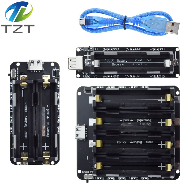 TZT 18650 Lithium Battery Shield V8 Mobile Power Expansion Board Module 5V/3A 3V/1A Micro USB For Arduino ESP32 ESP8266