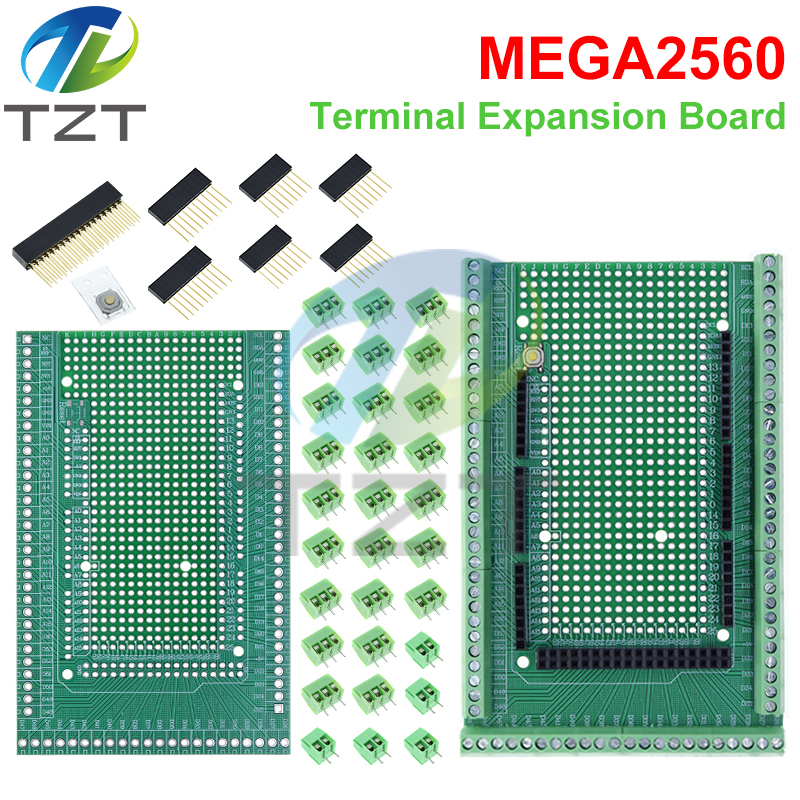 TZT Compatible With MEGA2560 Double-side PCB Prototype Screw Terminal Block Shield Board Kit For Arduino Mega 2560 / Mega2560 R3