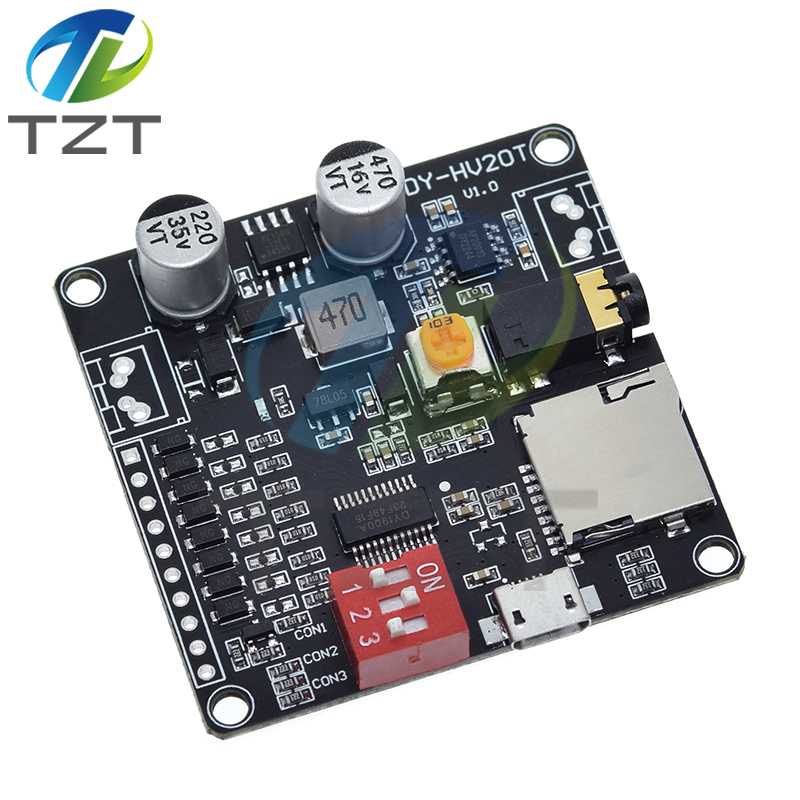 TZT DY-HV20T 12V/24V power supply10W/20W Voice playback module supporting Micro SD card MP3 music player for Arduino