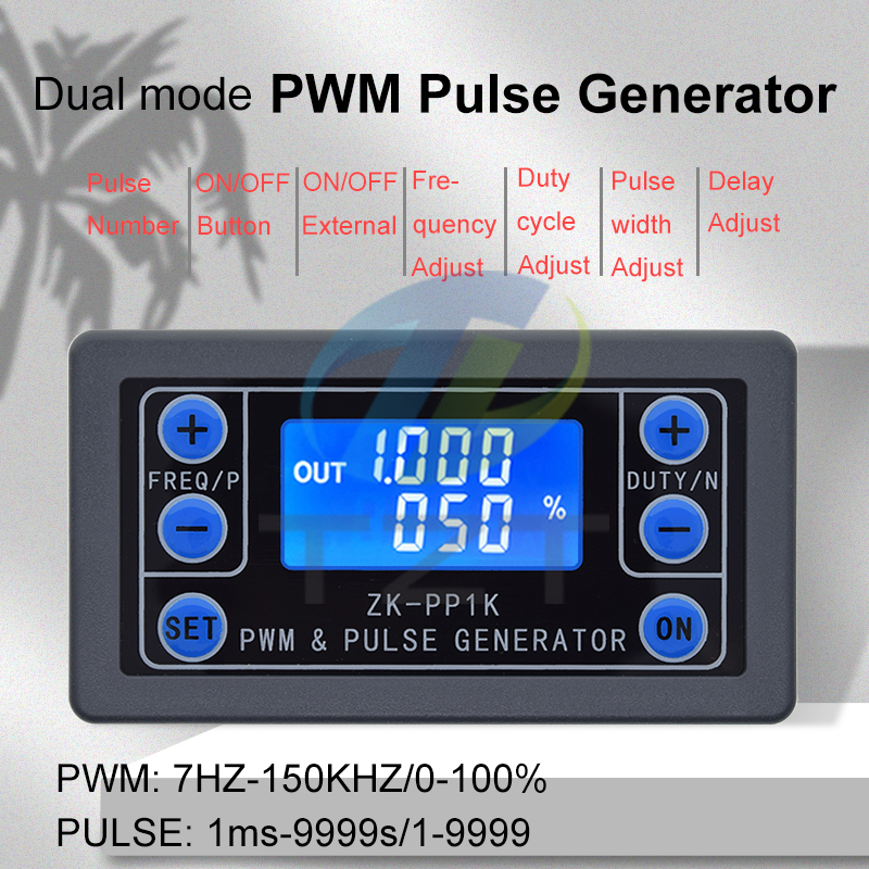TZT Signal Generator Dual Mode LCD PWM 1-Channel 1Hz-150KHz PWM Pulse Frequency Duty Cycle Adjustable Square Wave Generator