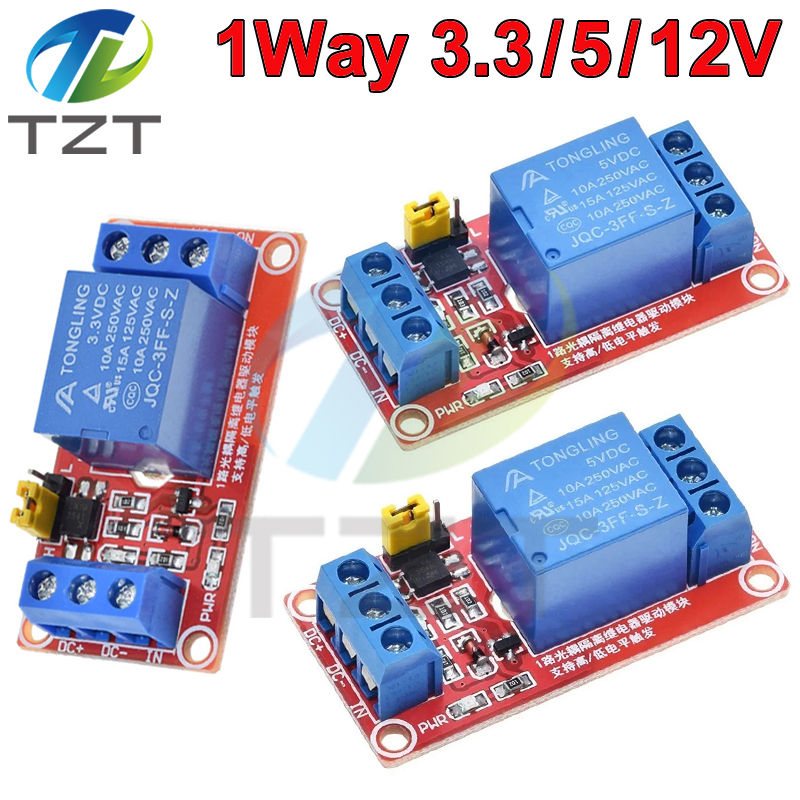 TZT High/Low Level Trigger Relay Module,1 Channel,3.3V5V12V,Home Intelligent Control Module,With Optocoupler Isolation Output