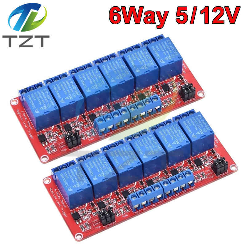 High/Low Level Trigger Relay Module,6 Channel,5V12V,Home Intelligent Control Module,With Optocoupler Isolation Output
