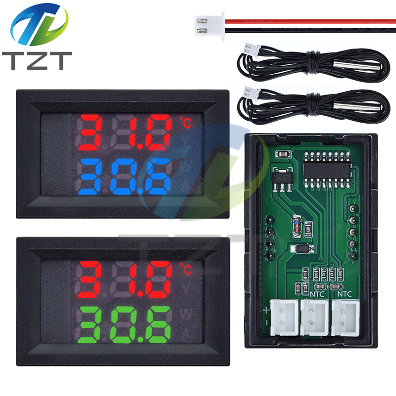 TZT DC4-30V 100cm LED Display Digital Voltmeter and Thermometer Temperature Sensor Detector With NTC10K 3950 Probe Temp Tester