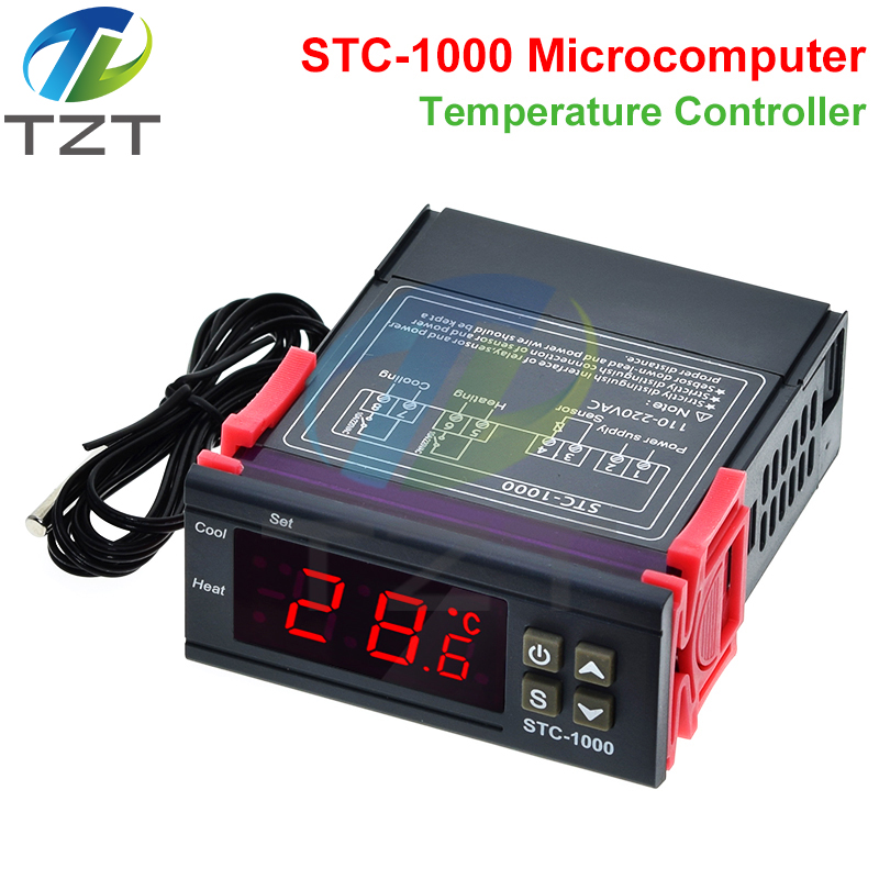 TZT STC-1000 LED Digital Thermostat for Incubator Temperature Controller Thermoregulator Relay Heating Cooling 12V 24V 220V