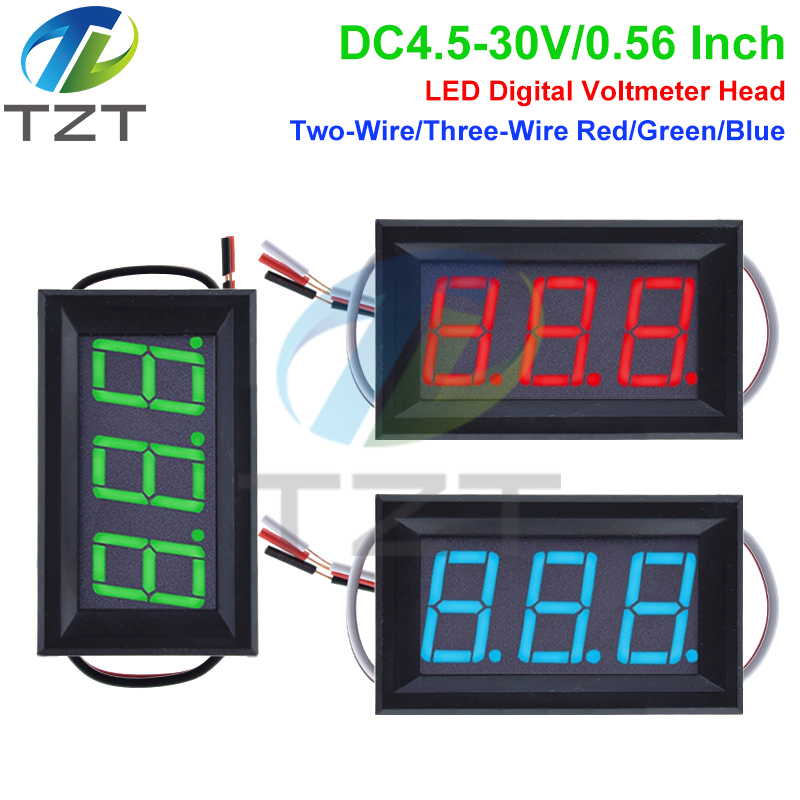 TZT 0.56 Inch Mini Red Green Blue LED Display Panel Voltage Meter Voltmeter Home Use Voltage 3 Three Digital DC 4.5V 30V 2 / 3 Wires