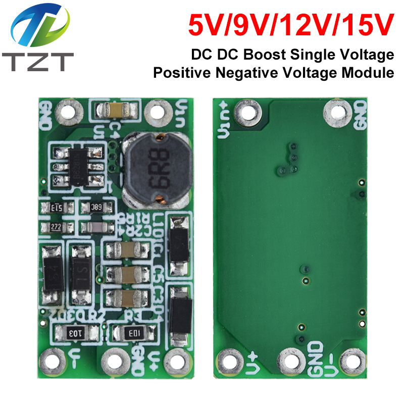TZT DC-DC Step-Up Positive Voltage Negative Voltage Module DC-DC 3V-14V To 5V 9V 12V 15V 100MA Power Supply Module