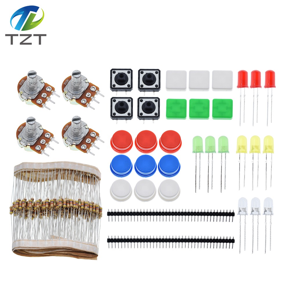 1 sets Handy Portable Resistor Kit for Arduino Starter Kit UNO R3 LED potentiometer tact switch pin header