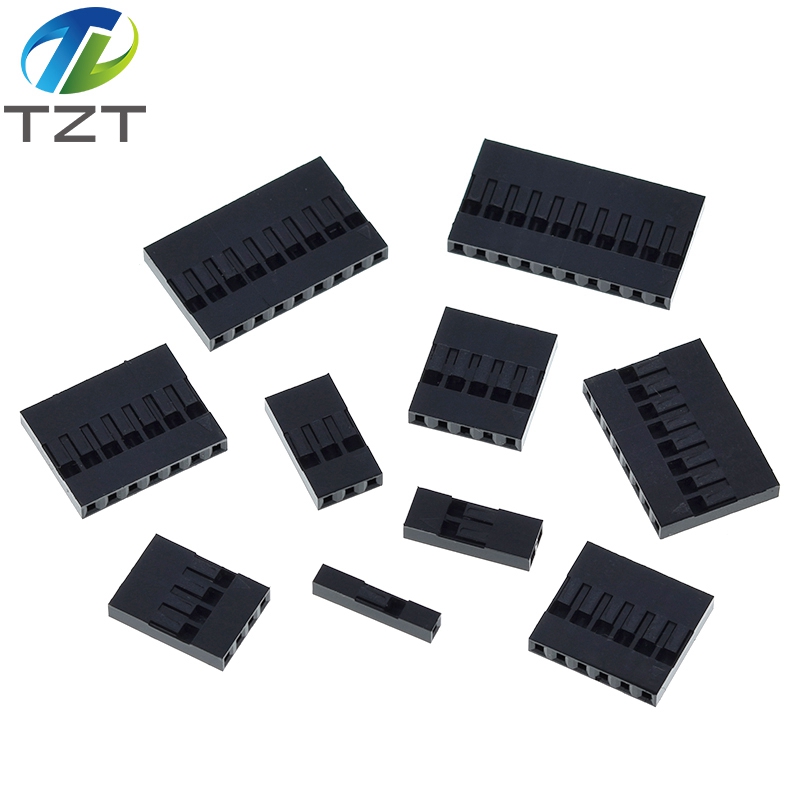 TZT 50Pcs Hot Sale Dupont Plastic Shell 2.54mm Single Row Dupont Connector 1P/2P/3P/4P/5P/6P/7P/8P/9P/10P 2*4pin/2*5pin Housing