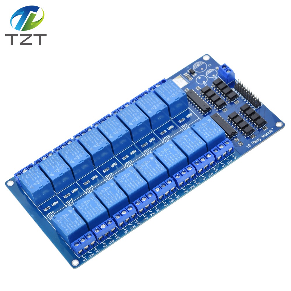 TZT  5V 12V 16 Channel Relay Module for arduino ARM PIC AVR DSP Electronic Relay Plate Belt optocoupler isolation