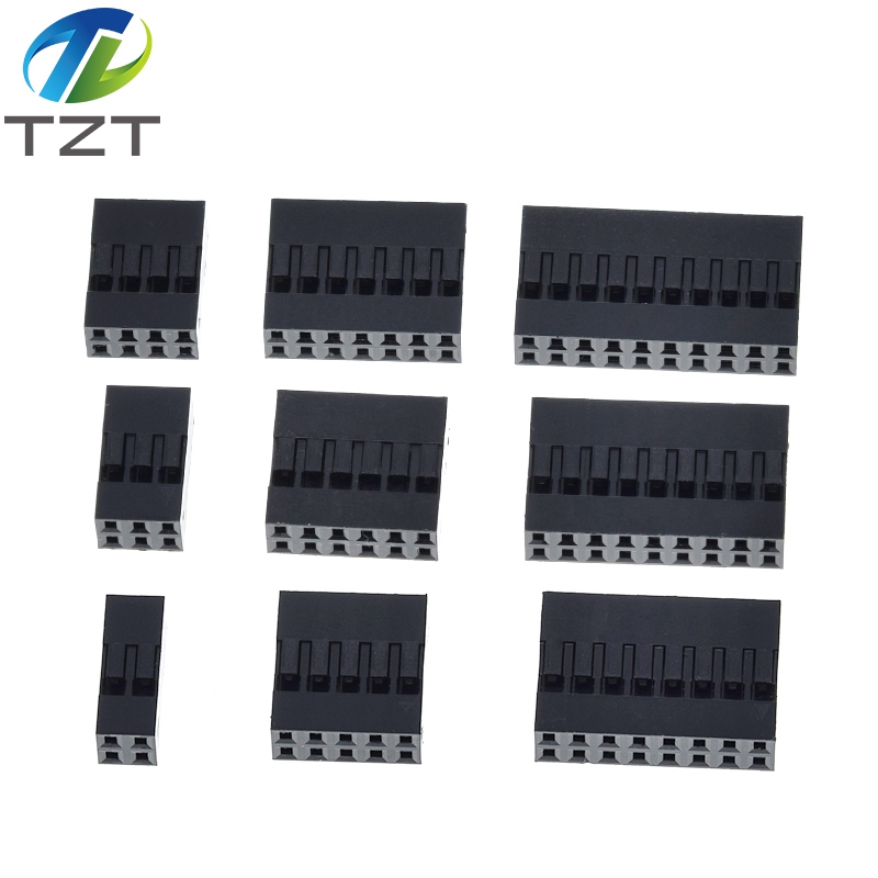 TZT 50PCS Hot Sale Dupont Plastic Shell 2.54mm Double Row Dupont Connector 2P/3P/4P/5P/6P/7P/8P/9P/10P 2*4pin/2*5pin Housing