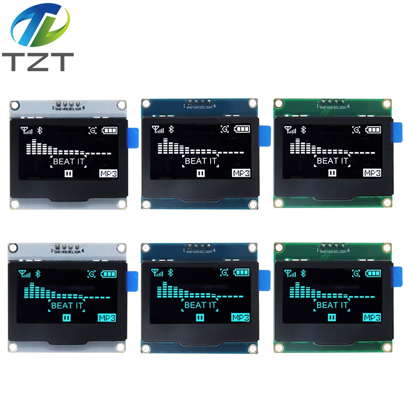 1.54 Inch OLED Module 4 Pin White Blue  SPI IIC I2C Interface SPD0301 Driver 128x64 Display Screen Board With iron frame