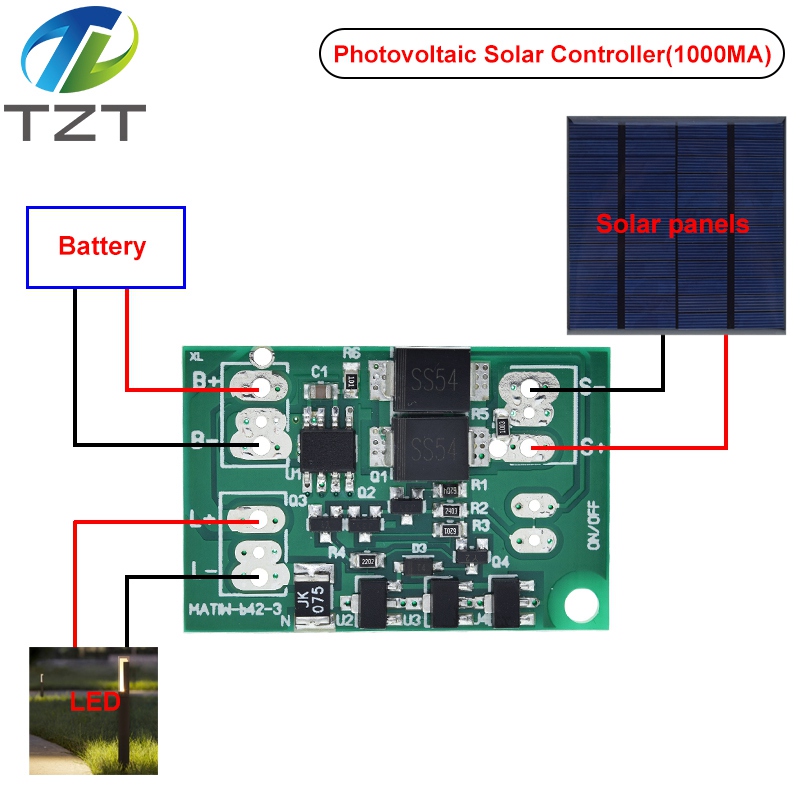 TZT Automatic Solar Panel Battery Charger Board Night Light LED Courtyard Garden Lamp Control Switch Delay Relay Module Power-on/off