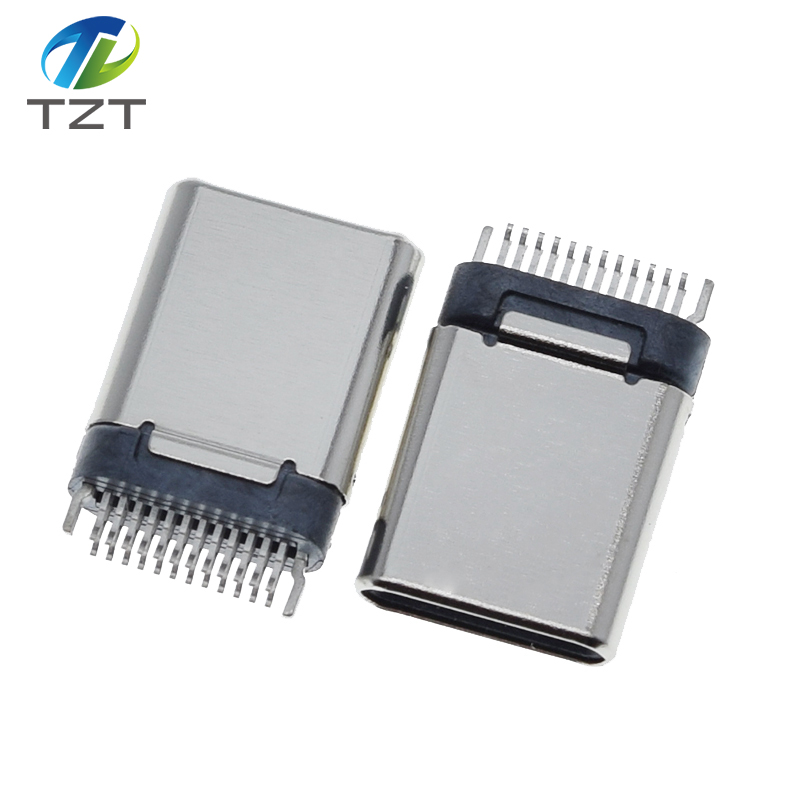 TZT 1pcs/lot USB 3.1 Type-C SMT 24P 30V 2A Micro USB Connectors Male Port Jack Tail Plug Socket Electric Terminals