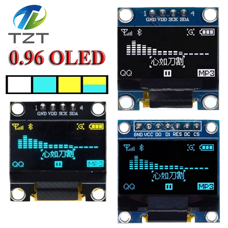TZT Original 0.96 inch oled IIC Serial White OLED Display Module 128X64 I2C SSD1306 12864 LCD Screen Board For Arduino